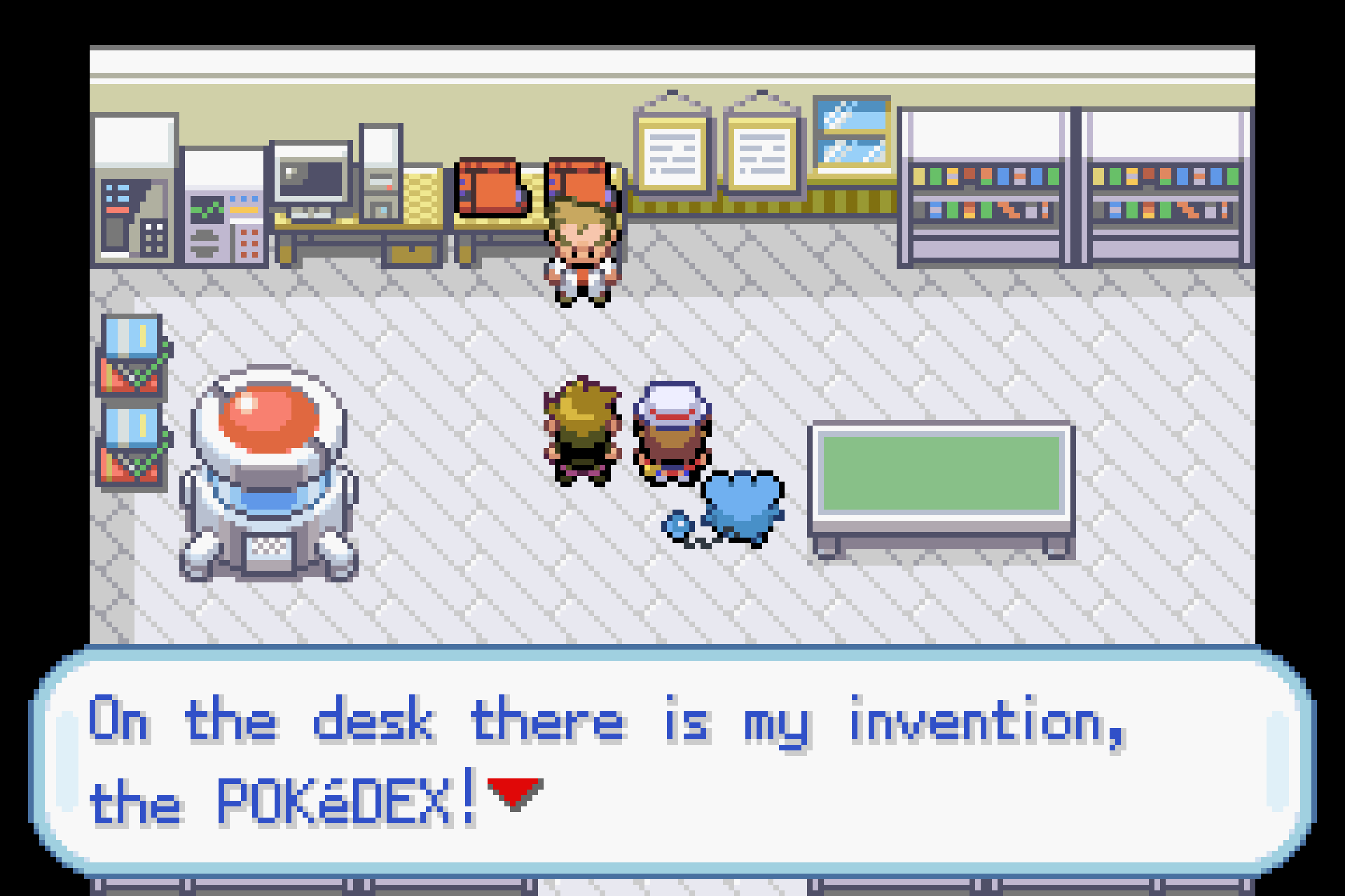 On the desk there is my invention, the Pokedex!